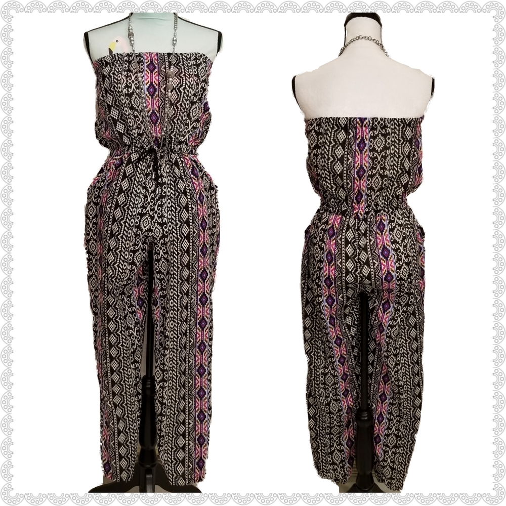 Forever 21 Tribal Boho Strapless Jumpsuit Small